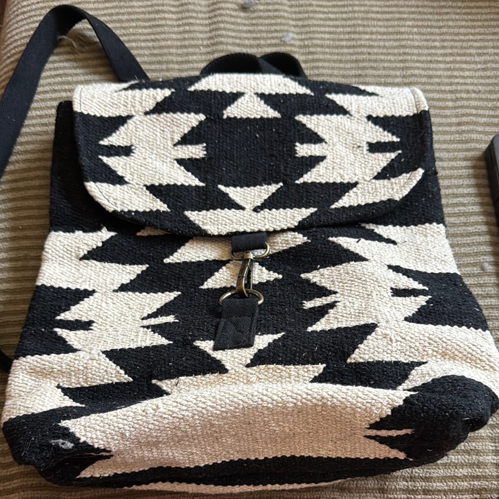 Black and White Geometric Backpack